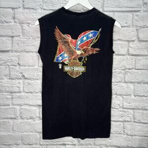 Vintage 80s Sleeveless Harley Davidson Shirt Black Size M DC Ched by Anvil